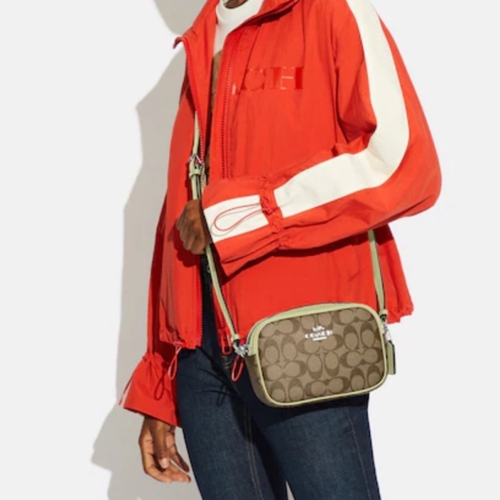 NEW! COACH Mini Jamie Camera Bag In Signature Canvas - Silver/Khaki/Pale Lime - Picture 3 of 16